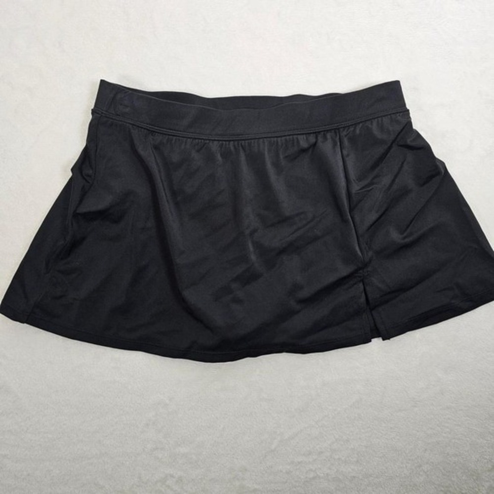 Swim Solutions Black Solid Swim Skirt Cover Up Midi Length Size 8
